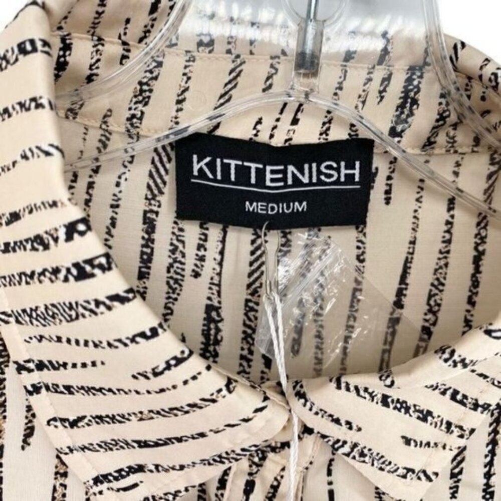Kittenish Cream Oversized Button Down Satin Tunic Blouse New - Picture 2 of 11